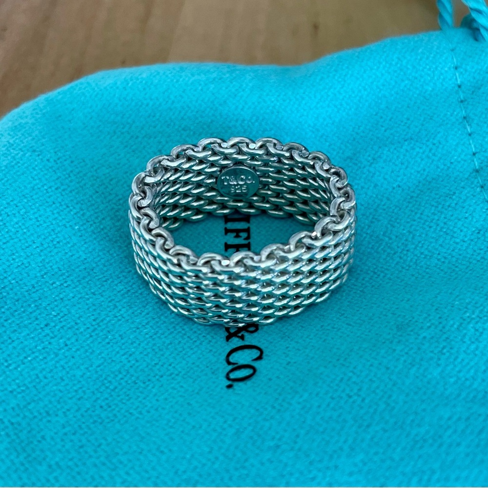 Tiffany and Co.  Somerset mesh ring. Discontinued. Size 8